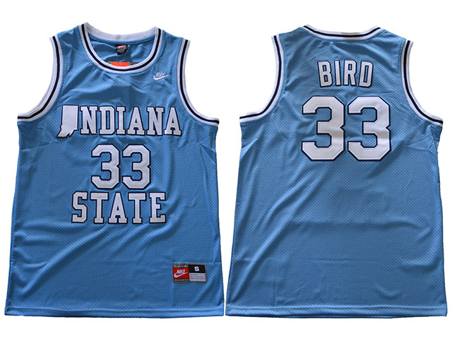 Indiana State Sycamores #33 Larry Bird Light Blue College Basketball ...