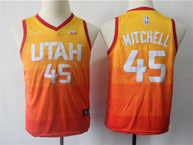 Youth Utah Jazz #45 Donovan Mitchell Multi Color City ...