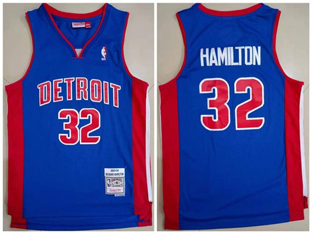 Detroit Pistons #32 Richard Hamilton Blue 2003-04 Hardwood Classics Jersey - Click Image to Close