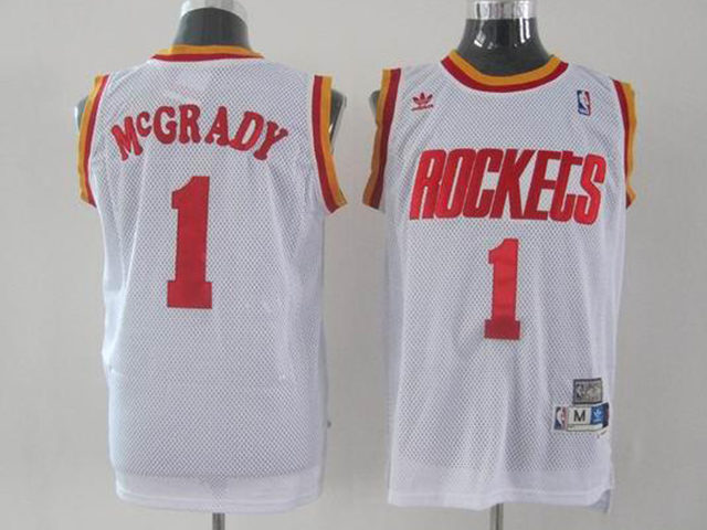 Houston Rockets #1 Tracy McGrady White Hardwood Classic Jersey - Click Image to Close