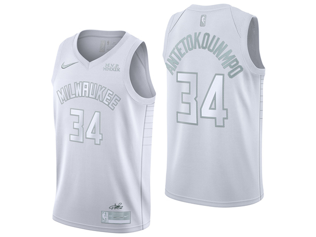 Milwaukee Bucks #34 Giannis Antetokounmpo White MVP ...