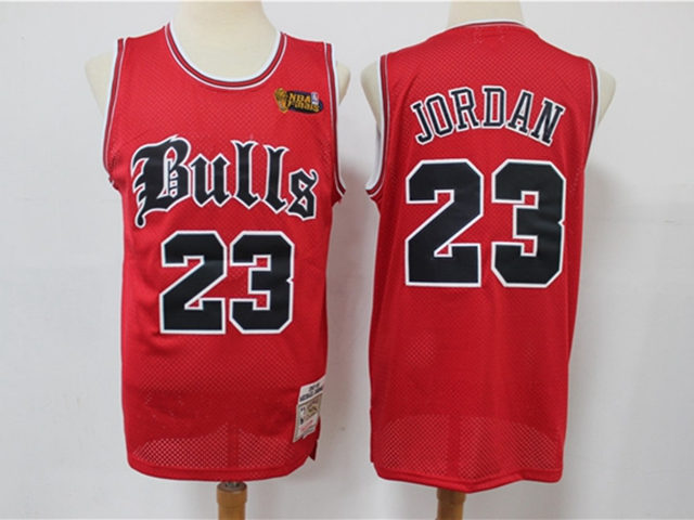 Chicago Bulls #23 Michael Jordan Red Old English Faded Limited Edition Jersey - Click Image to Close