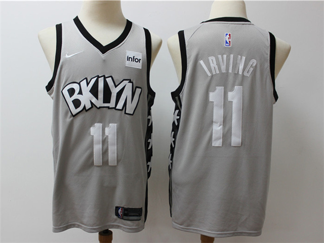 Brooklyn Nets #11 Kyrie Irving 2019-20 Gray Statement Edition Swingman Jersey - Click Image to Close