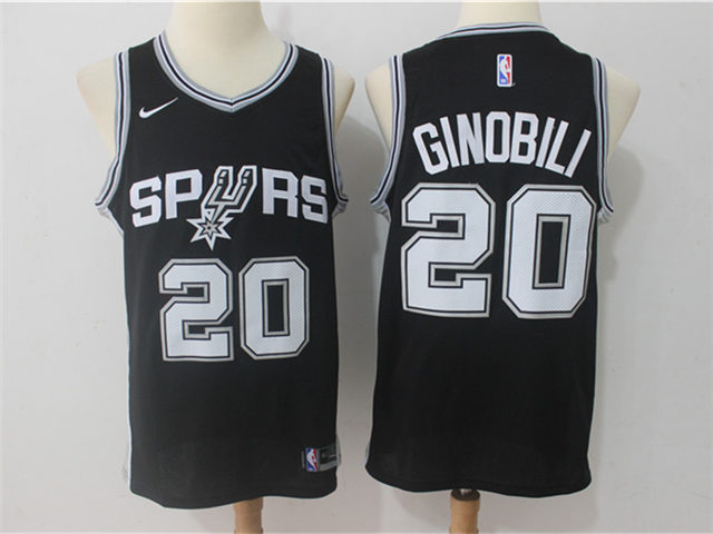 San Antonio Spurs #20 Manu Ginobili Black Swingman Jersey - Click Image to Close