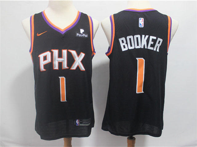 Phoenix Suns #1 Devin Booker Black Swingman Jersey - Click Image to Close