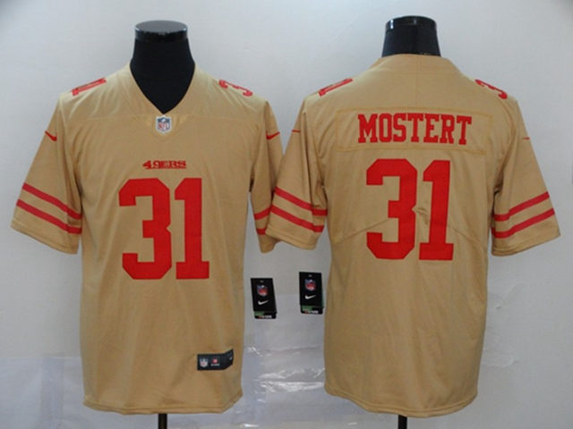 San Francisco 49ers #31 Raheem Mostert Gold Inverted Limited Jersey - Click Image to Close