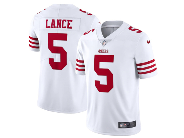 Youth San Francisco 49ers #5 Trey Lance 2022 White Vapor Limited Jersey - Click Image to Close