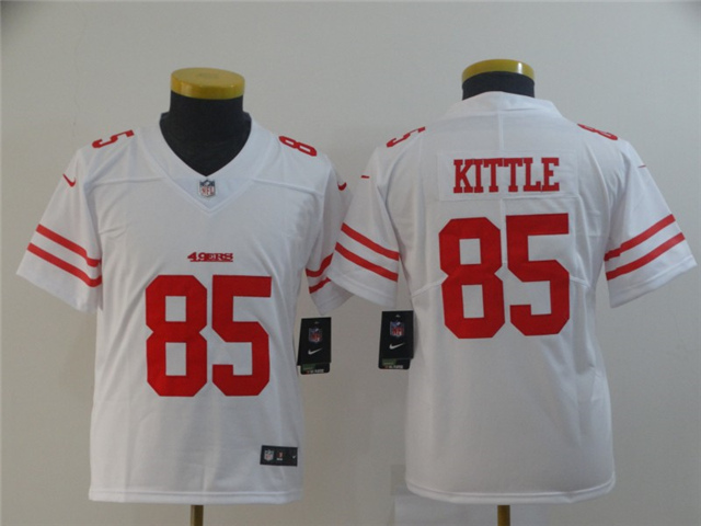 Youth San Francisco 49ers #85 George Kittle White Vapor Limited Jersey - Click Image to Close