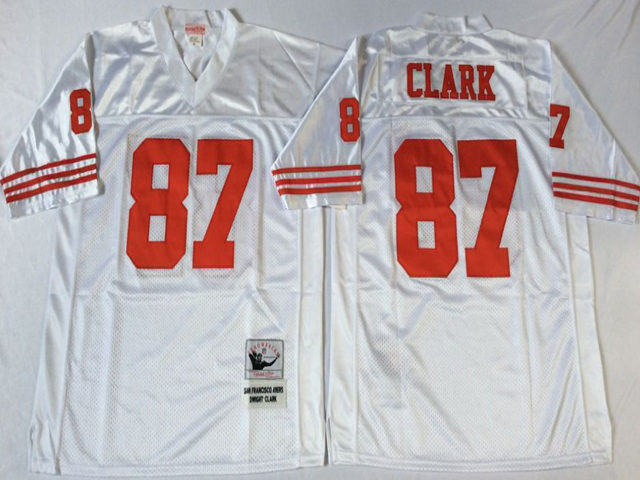San Francisco 49ers #87 Dwight Clark Throwback White Jersey - Click Image to Close