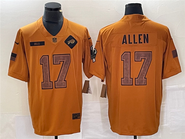 Buffalo Bills #17 Josh Allen 2023 Brown Salute To Service Limited Jersey - Click Image to Close