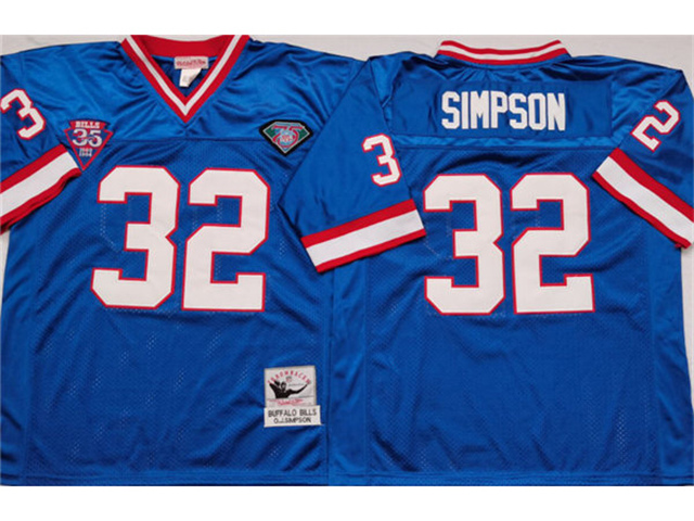 Buffalo Bills #32 O.J. Simpson Throwback Blue Jersey - Click Image to Close