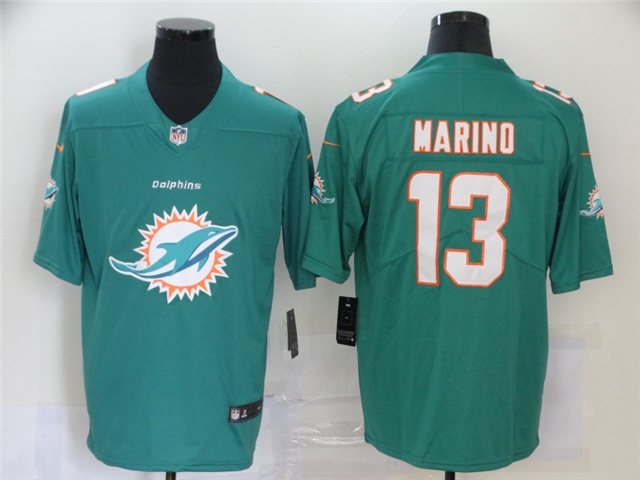 Miami Dolphins #13 Dan Marino Aqua Team Big Logo Vapor Limited Jersey - Click Image to Close