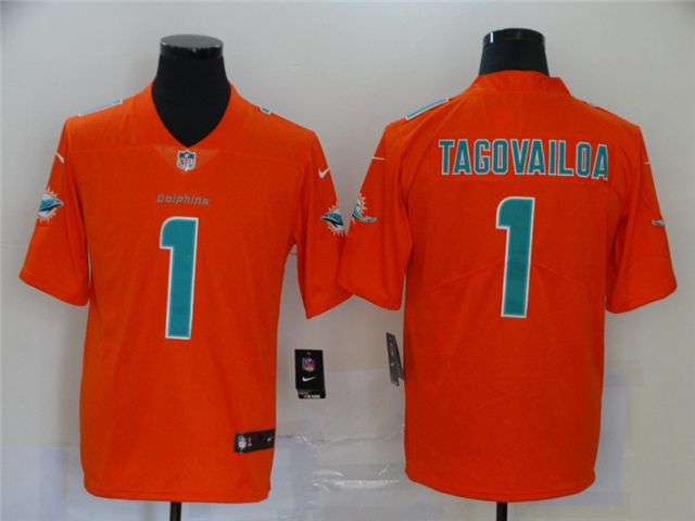 Miami Dolphins #1 Tua Tagovailoa Orange Inverted Limited Jersey - Click Image to Close