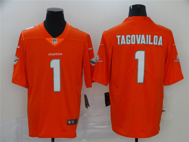 Miami Dolphins #1 Tua Tagovailoa Orange Vapor Limited Jersey - Click Image to Close