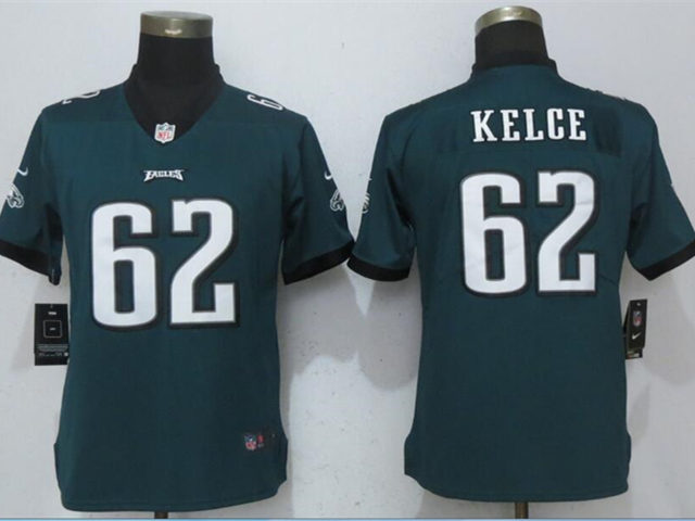 Women's Philadelphia Eagles #62 Jason Kelce Green Vapor Untouchable Limited Jersey|PE62WVUG