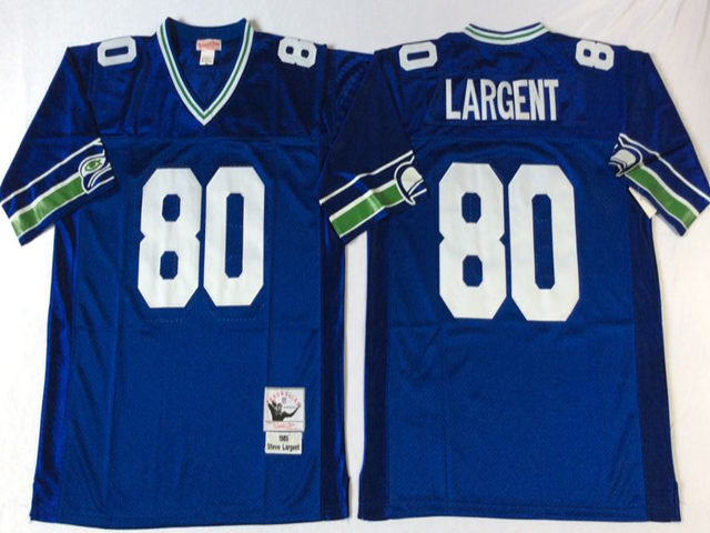 Seattle Seahawks #80 Steve Largent Throwback Blue Jersey - Click Image to Close