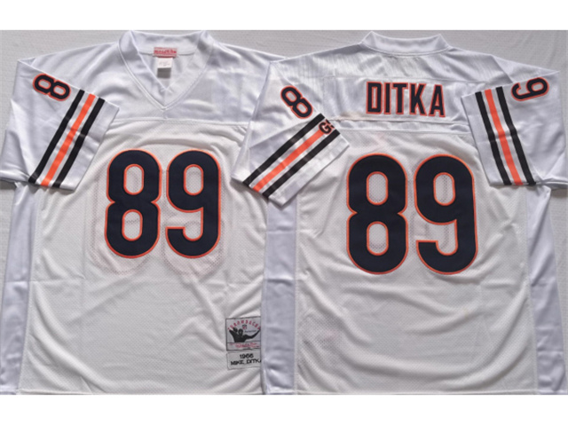 Chicago Bears #89 Mike Ditka Throwback White Jersey - Click Image to Close