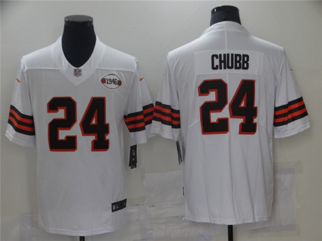 Cleveland Browns #24 Nick Chubb White 1946 Vapor Limited Jersey - Click Image to Close