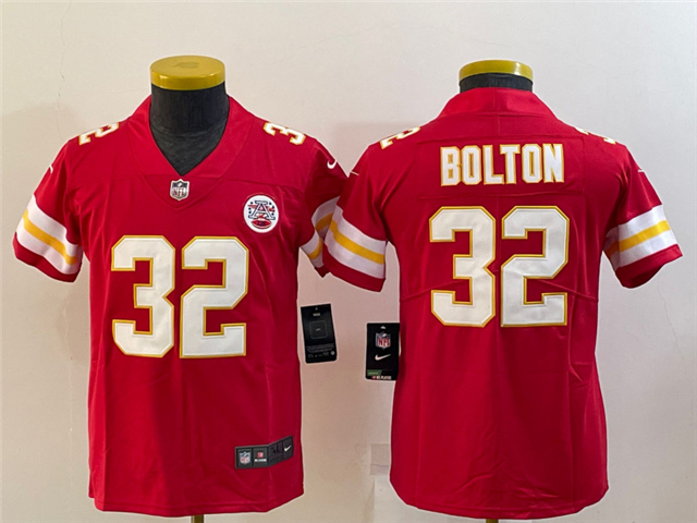Youth Kansas City Chiefs #32 Nick Bolton Red Vapor Limited Jersey - Click Image to Close