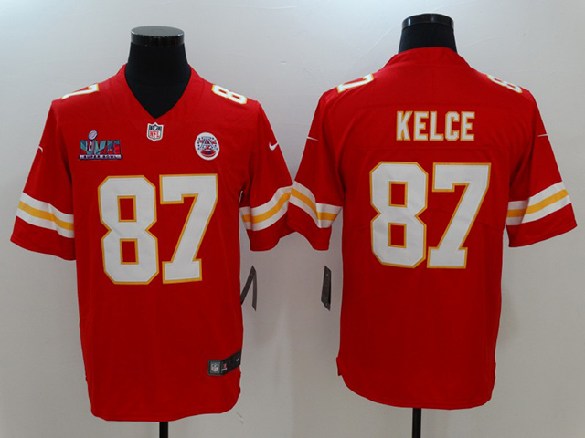 Kansas City Chiefs #87 Travis Kelce Red Super Bowl LVII Limited Jersey - Click Image to Close
