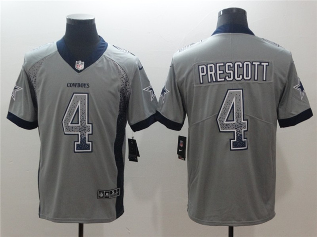 Dallas Cowboys #4 Dak Prescott Gray Drift Fashion Limited Jersey - Click Image to Close