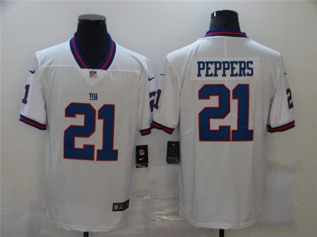 New York Giants #21 Jabrill Peppers White Color Rush Limited Jersey - Click Image to Close