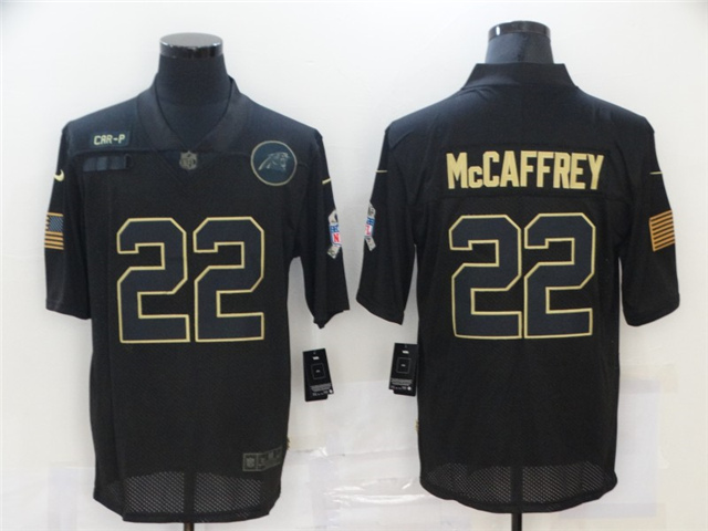Carolina Panthers #22 Christian McCaffrey 2020 Black Salute To Service Limited Jersey - Click Image to Close