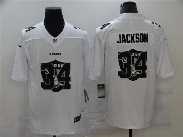 Las Vegas Raiders #34 Bo Jackson White Shadow Logo Limited Jersey - Click Image to Close