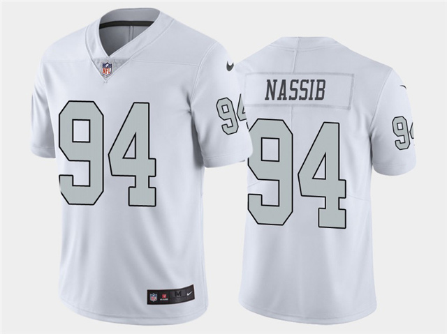 Las Vegas Raiders #94 Carl Nassib White Color Rush Limited Jersey - Click Image to Close