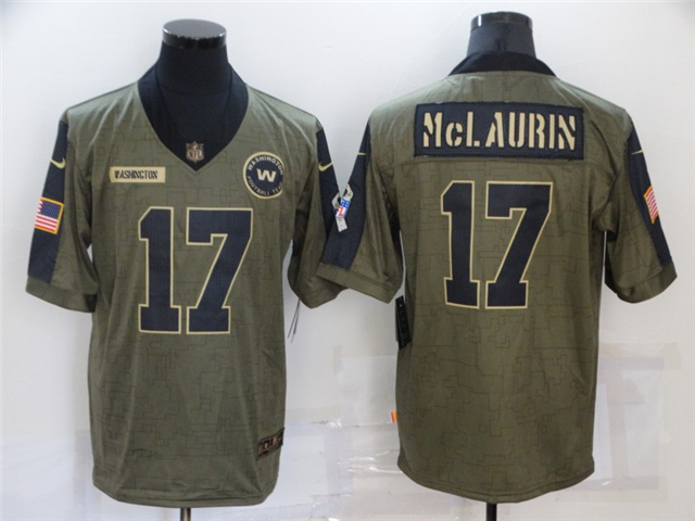 Washington Football Team #17 Terry McLaurin 2021 Olive Salute To Service Limited Jersey - Click Image to Close