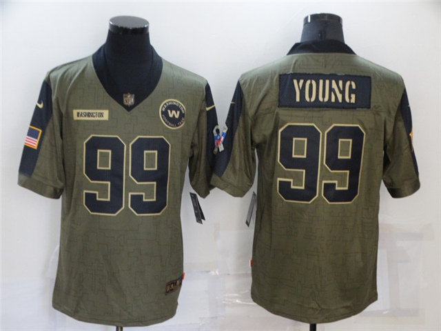 Washington Football Team #99 Chase Young 2021 Olive Salute To Service Limited Jersey - Click Image to Close