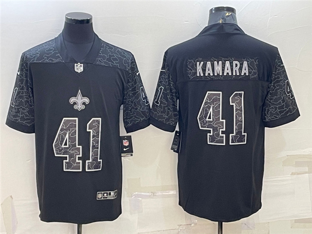 New Orleans Saints #41 Alvin Kamara Black RFLCTV Limited Jersey - Click Image to Close