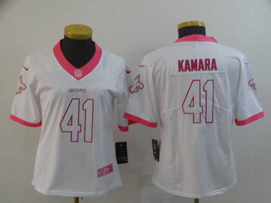 Women's New Orleans Saints #41 Alvin Kamara White Pink Vapor Untouchable Limited Jersey - Click Image to Close