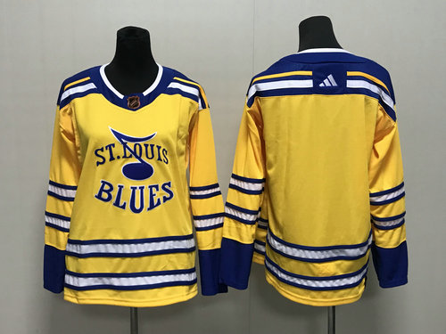 Womens St. Louis Blues Blank Yellow 2022/23 Reverse Retro Jersey - Click Image to Close