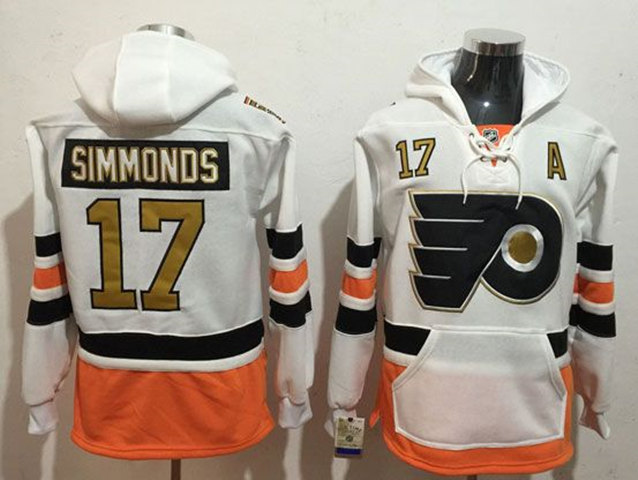 Philadelphia Flyers #17 Wayne Simmonds White Pocket Hoodie - Click Image to Close