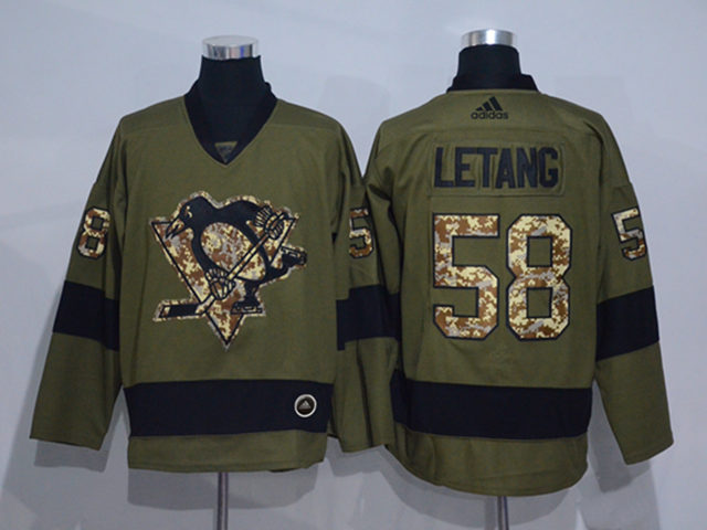 Pittsburgh Penguins #58 Kris Letang Olive Jersey - Click Image to Close