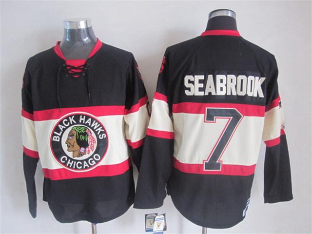 Chicago Blackhawks #7 Brent Seabrook 1930's CCM Vintage Black Jersey - Click Image to Close