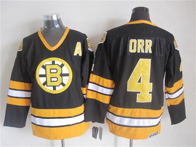 Boston Bruins #4 Bobby Orr 1970's Vintage CCM Black Jersey - Click Image to Close