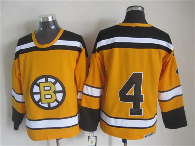 Boston Bruins #4 Bobby Orr 1960's Vintage CCM Gold Jersey - Click Image to Close