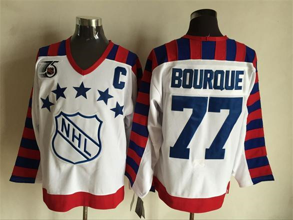 Boston Bruins #77 Ray Bourque 1992 All Star Game Vintage CCM 75th White Jersey - Click Image to Close