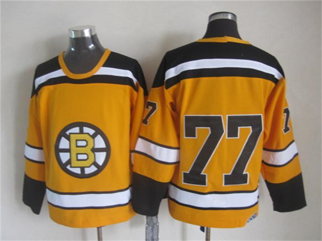 Boston Bruins #77 Ray Bourque 1960's Vintage CCM Gold Jersey - Click Image to Close