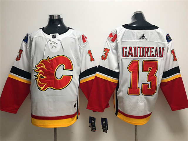Calgary Flames #13 Johnny Gaudreau White Jersey - Click Image to Close