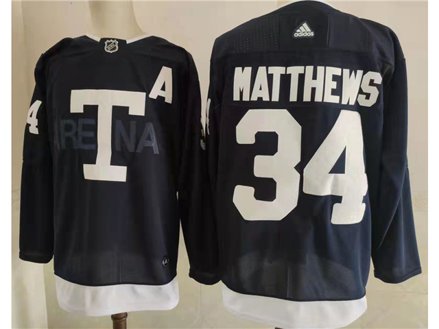 Toronto Maple Leafs #34 Auston Matthews Navy 2022 Heritage Classic Jersey - Click Image to Close