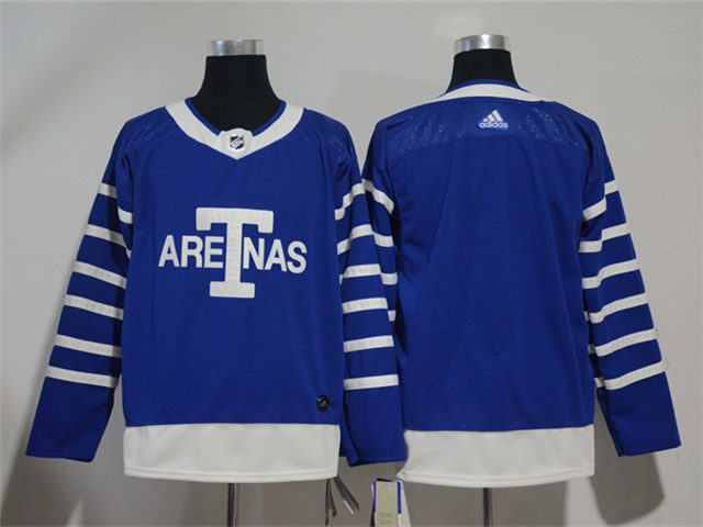 Toronto Maple Leafs Blank Blue 1918 Arenas Throwback Jersey - Click Image to Close