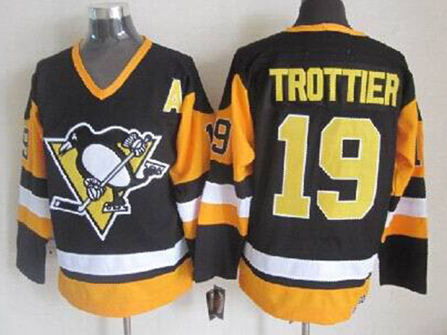 Pittsburgh Penguins #19 Bryan Trottier 1992 Vintage CCM Black/Gold Jersey - Click Image to Close