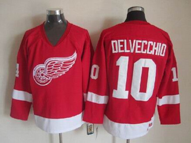 Detroit Red Wings #10 Alex Delvecchio 2002 CCM Vintage Red Jersey - Click Image to Close