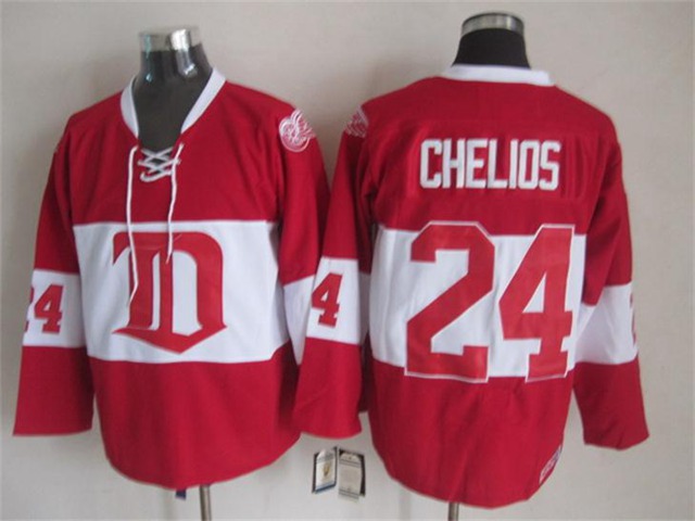 Detroit Red Wings #24 Chris Chelios CCM Vintage Red Jersey - Click Image to Close