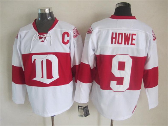 Detroit Red Wings #9 Gordie Howe CCM Vintage White Jersey - Click Image to Close
