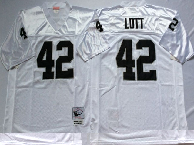 Oakland Raiders #42 Ronnie Lott Throwback White Jersey