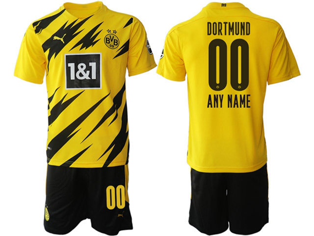 20/21 Borussia Dortmund Custom #00 Home Yellow Short Sleeve Soccer Jersey - Click Image to Close